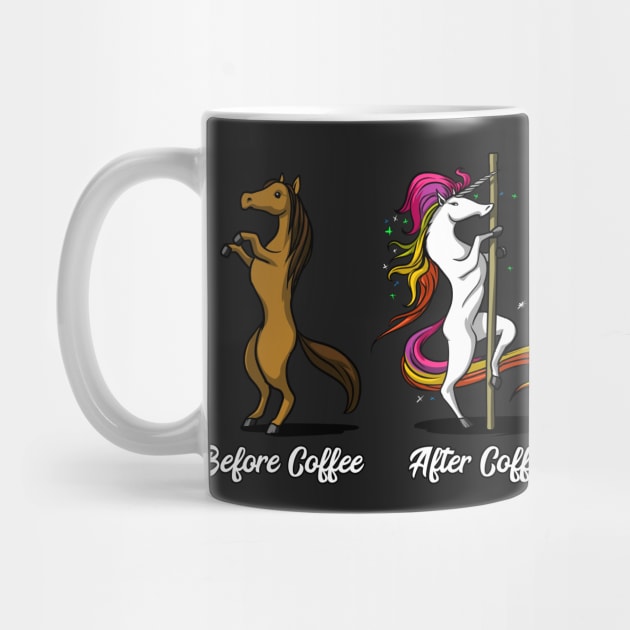 Unicorn Before And After Coffee Pole Dancing by underheaven